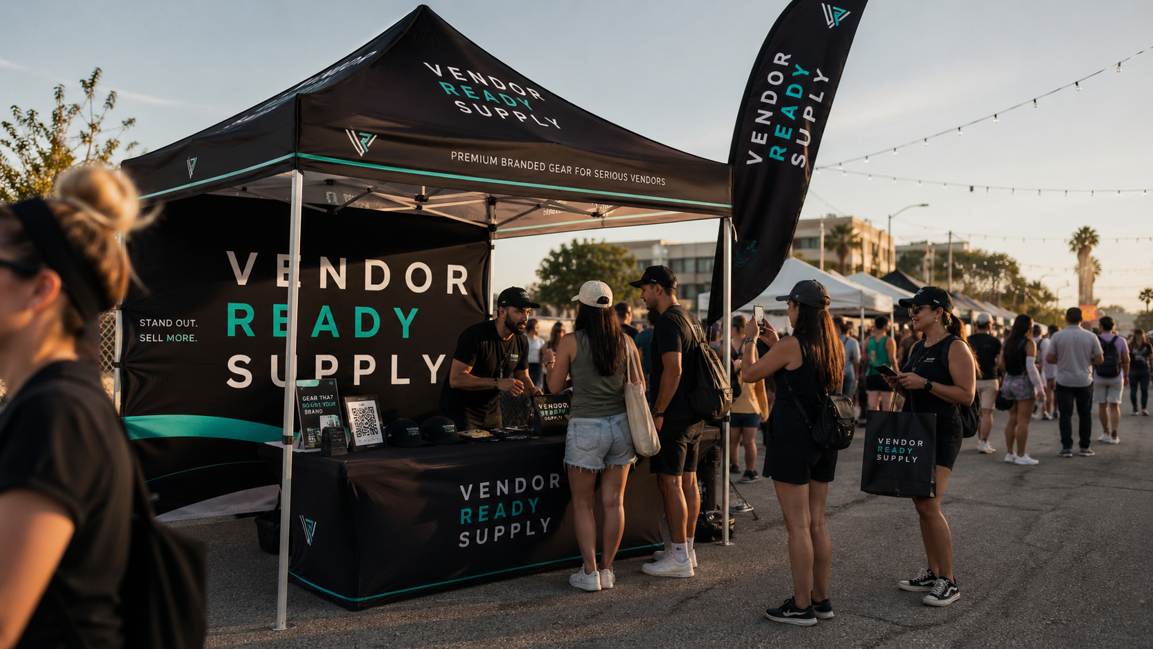 Vendor Ready Supply branded booth in action at an outdoor event
