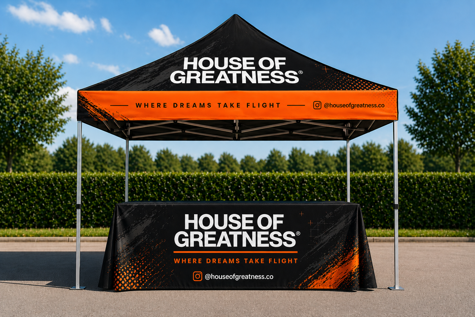 House of Greatness branded vendor booth. Starter Kit example